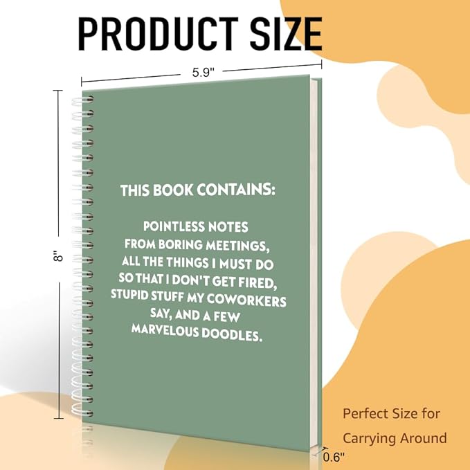 Pointless Notes from Boring Meetings Funny Green Golden Spiral Notebook, Humorous Office Gifts, Gag Gifts for Coworkers, Funny Office Sarcastic Gifts for Coworkers,Team Members, Employees
