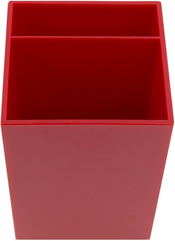JAM PAPER Plastic Pen Holder - Red - Desktop Pencil Cup - Sold Individually