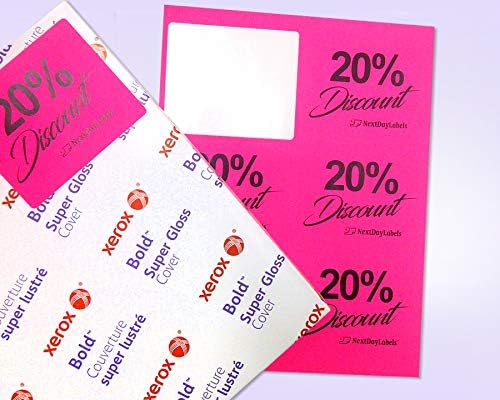 8-1/2 x 11 Neon Color High Light Fluorescent Labels for Laser & Inkjet Printer (Pink Fluorescent, 4" x 3-1/3" - 6 Per Page | 150 Labels)