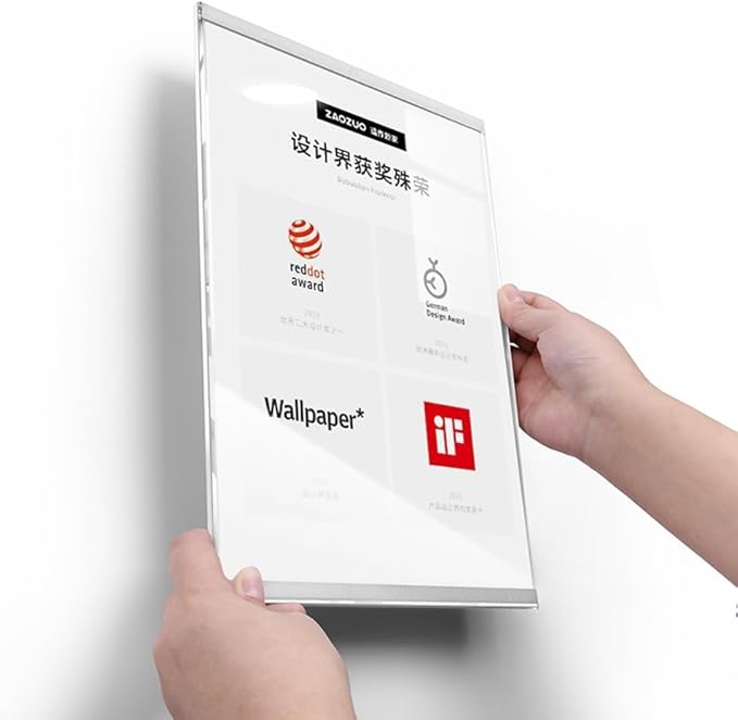 Wall Mount Acrylic Sign Holder Self Adhesive Magnetic Display Frame Clear Document Frame for Office, Store, School, Home, Wall Picture Frame (Vertical A4 210×297mm/8.27×11.69inches)