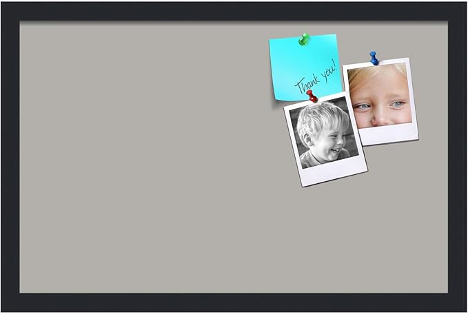 PinPix 22x14 Inch Cork Bulletin Board. This Decorative Framed Pin Board Comes with Dark Stone Design and a Satin Black Frame. Ideal for Home Office Decor or Message Board (PinPix-1808)