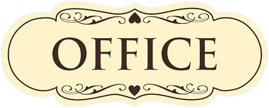 All Quality Designer Office Sign | Easy Installation - Ivory/Dark Brown - Small (1 Pack)