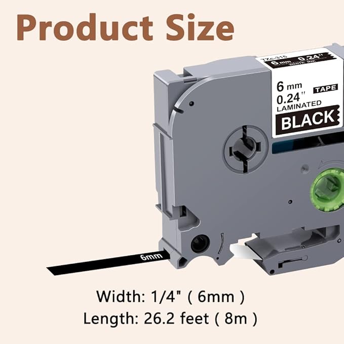 Hehua Tape Tze Tz 6mm 0.23 Laminated Black Compatible for Brother P-Touch TZe-315 TZe315 TZ-315 TZ315 Tape for Ptouch PT D200 D210 D220 D610 H110, 1/4'' x 26.2ft White on Black, 3 Pack