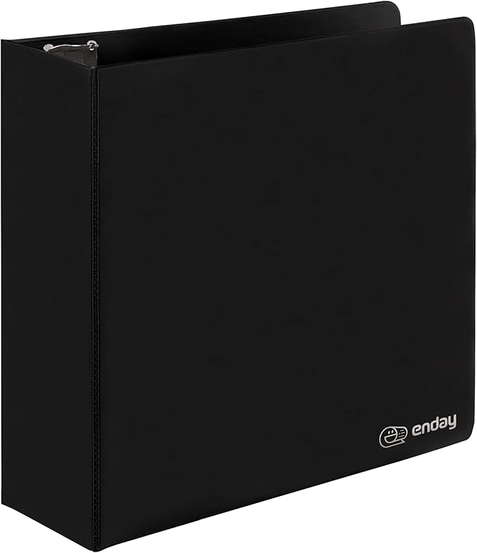 3 Inch Binder 3 Ring Binders Black, Slant D-Ring 3” Clear View Cover with 2 Inside Pockets, Heavy Duty Colored School Supplies Office and Home Binders – by Enday