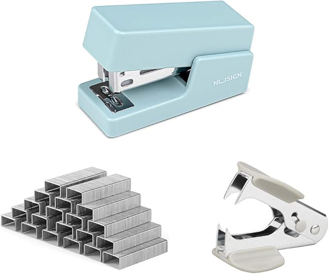 NUSIGN Mini Stapler, 20 Sheet Capacity, Office Desktop Stapler Blue, Includes 640 Standard Staples and A Staple Remover