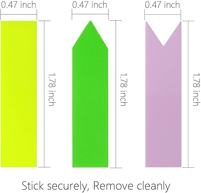 KICNIC 1500 Pieces Page Markers Sticky Index Tabs, Arrow Flag Tabs Self Adhesive, Colored Notes Tab Stickers for Notebook, Documents, Books [10 Colors, 3 Designs] Sticks Securely, Removes Cleanly