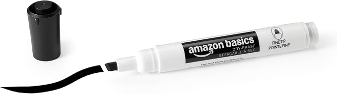 Amazon Basics Low-Odor Dry Erase Whiteboard Markers, Chisel Tip, Black, 36 Count