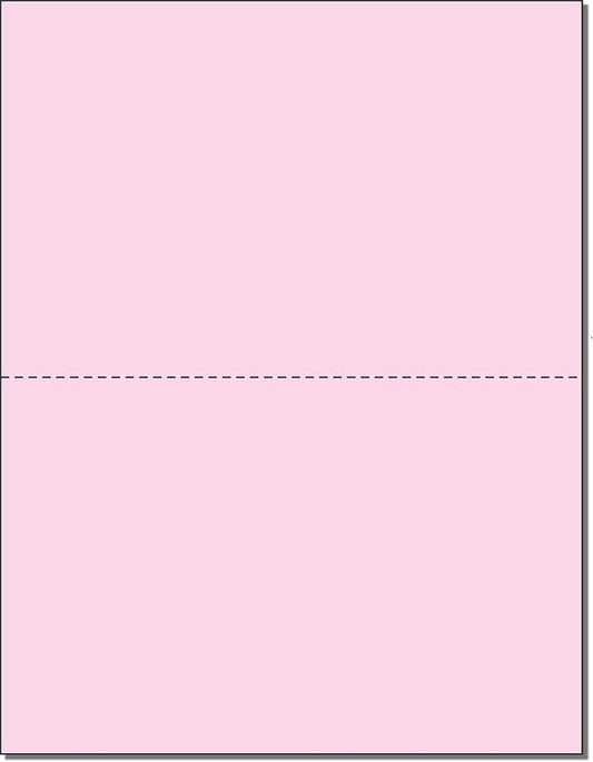 NextDayLabels - Pack of 500 Sheets, 8-1/2 x 11" Letter Size Perforated Paper (Pink, Perf @ 5-1/2")