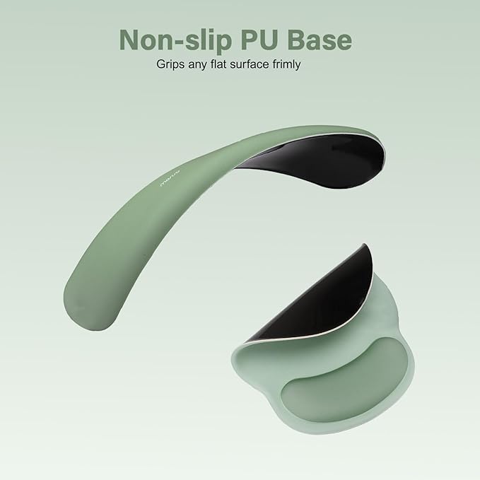 MOSISO Wrist Rest Support for Mouse Pad&Keyboard Set, Circle Curved Ergonomic Mousepad&Coaster Non-Slip Base Home/Office Pain Relief&Easy Typing Pad with Soft Cloth&Silicone Lining, Antique Green