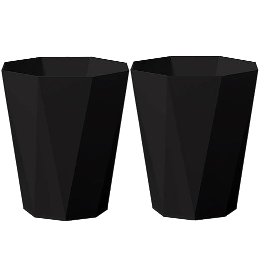 2 Pack Small Trash Can 1.8 Gallon Waste Basket Bathroom Garbage Bin for Dorms Toilets Bedrooms kitchends Offices,Black