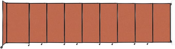 Wall-Mounted Sliding StraightWall Room Divider | Adjustable Widths | Locking Wheels | Room Separator | Up to 19'9" Wide x 5' Tall Papaya Fabric Panels