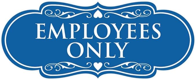 Designer EMPLOYEES ONLY Sign | Easy Installation | Office or Business Signs | Workplace Safety - Blue - Medium (1 Pack)