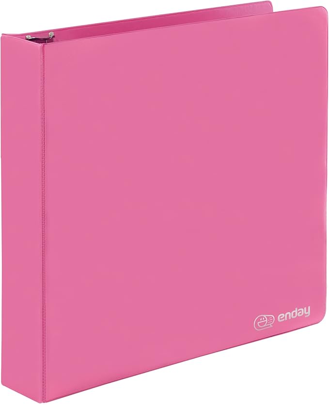 2 Inch 3 Ring Binder 2” Pink, Slant D-Ring 2 in Binder Clear View Cover with 2 Inside Pockets, Heavy Duty Colored School Supplies Office and Home Binders – by Enday