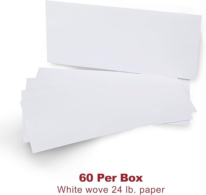 Zzrywuty #10 Letter Size Mailing Envelopes for Business, 60pcs Self Seal Windowless Security Envelopes 4-1/8 x 9-1/2 Inch White 24LB Paper