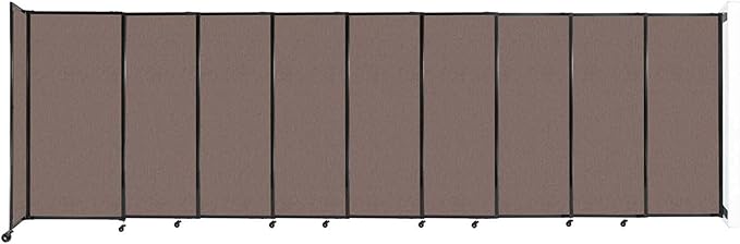 Wall-Mounted Sliding StraightWall Room Divider | Adjustable Widths | Locking Wheels | Room Separator | Up to 19'9" Wide x 6' Tall Latte Fabric Panels