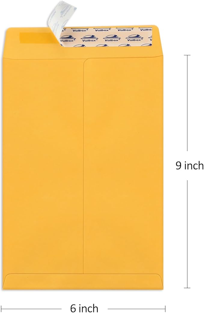 ValBox 6x9 Self Seal Catalog Security Envelopes 250 Count Small Brown Kraft Envelopes for Mailing, Storage and Organizing