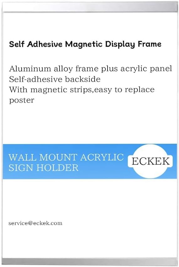 Wall Mount Acrylic Sign Holder Self Adhesive Magnetic Display Frame Clear Document Frame for Office, Store, School, Home, Wall Picture Frame (Vertical A3 297×420mm/11.69×16.54inches)