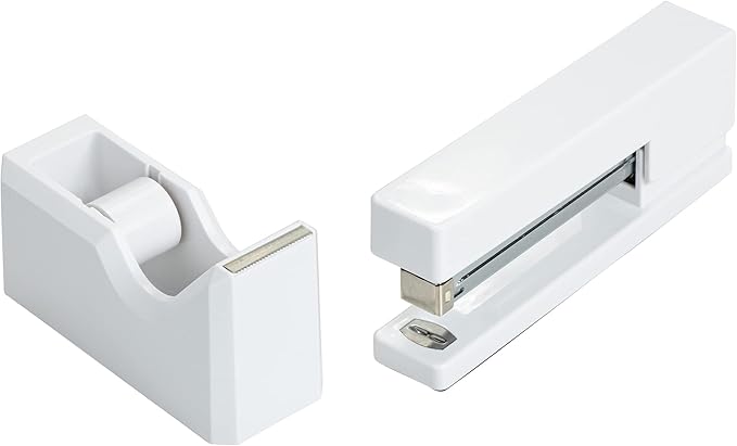 JAM PAPER Office & Desk Sets - 1 Stapler & 1 Tape Dispenser - White - 2/Pack