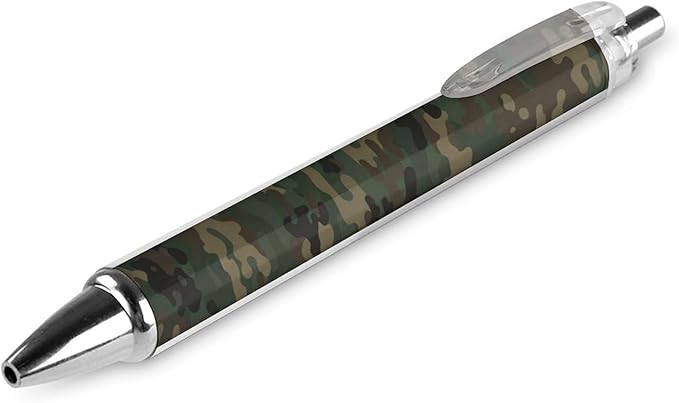 Womens Smooth Writing Pens, Cute Retractable Ballpoint Pens with Black Ink, Army Military Camouflage Tiger Stripe Camo Ball Point Pen Stationary for Teacher Writer, 0.5mm, 2 Pcs