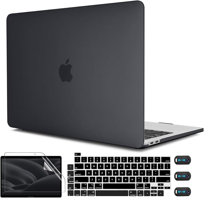 CISSOOK Matte Black Hard Shell Case Compatible with MacBook Pro 13 Inch Case 2025-2016 Release Model A2338 A2251 A2289 with Touch bar, MacBook Pro 13 M1 M2 with Keyboard Cover