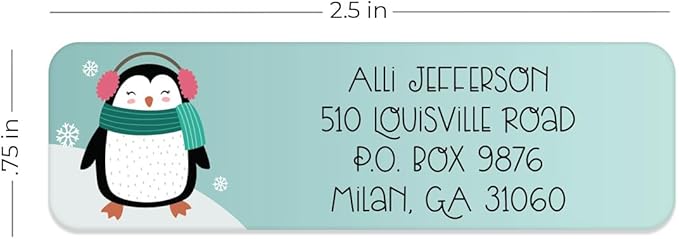 Whimsical Christmas Rolled Address Labels / 250 Personalized Return Address Labels/Designer Address Stickers in Elegant Plastic Dispenser