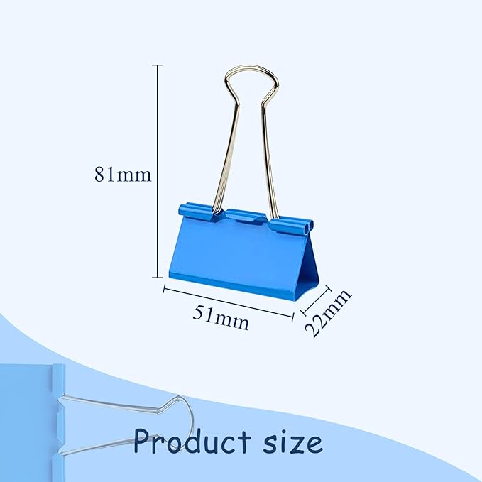 Extra Large 2-Inch Colored Binder Clips, 12-Pack (Pink, Blue, Green, Yellow)