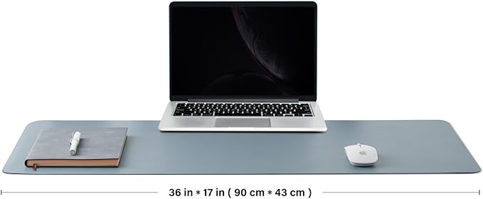 HOMIEAZICOZI Leather Desk Mat - Non-Slip PU Pad for Office and Home Organization Accessories Ideal Large Mouse Mats on Top of Desks (Light Blue,36''x 17'') (DPD-LB-L)