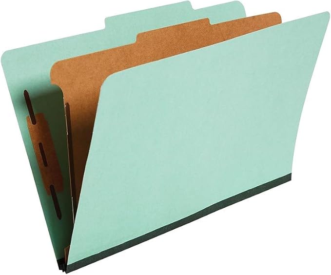 Staples Colored Pressboard Classification Folders, Legal, 1 Partition, Green, 20/Pack