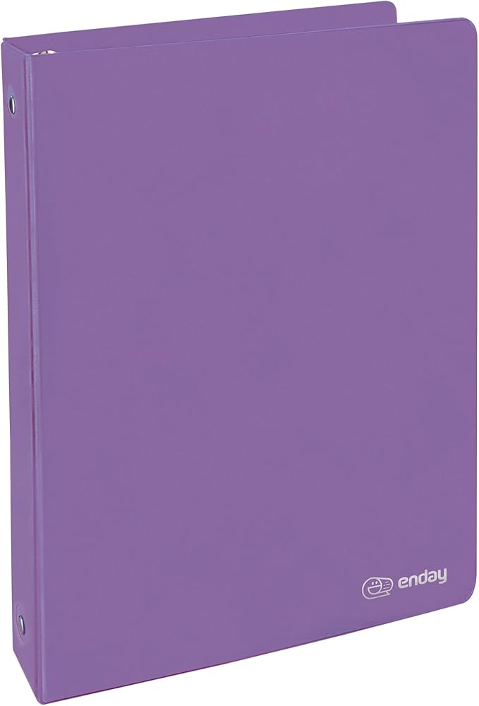 1 Inch 3 Ring Binder 1” Binder Purple Clear View Cover with 2 Inside Pockets, Colored School Supplies Office and Home Binders – by Enday