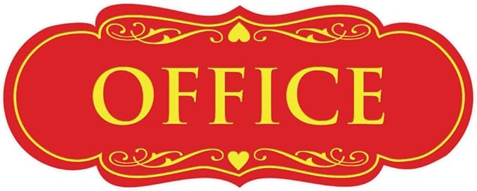 All Quality Designer Office Sign | Easy Installation - Red/Yellow - Medium (1 Pack)