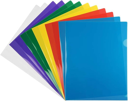 JAM PAPER Plastic Sleeves - Letter Size - 9 x 11 1/2 - Assorted Color Project Pockets - 12 Page Protectors/Pack