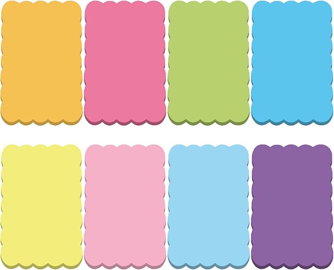 Eaasty 8 Pack Scalloped Sticky Notes Bulk Christmas Cute Self Sticky Note Pads Multi Color Bright Vintage Note Pads or School Office Supplies 240 Sheet(4" X 6",Multi Color)