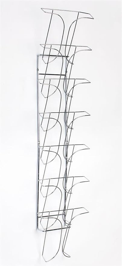 Displays2go Set of 2 - 7-Pocket Wire Magazine Rack with Vertically-Stacked Pockets, Wall Mounted Literature Holder for 8.5x11 Catalogs - Chrome Finish