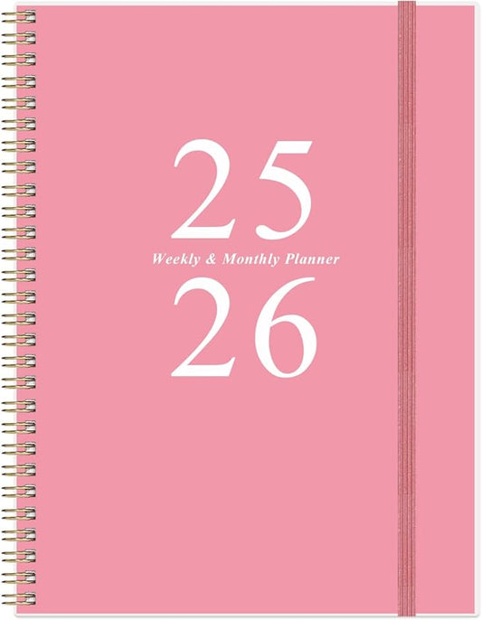 2025-2026 Planner - Academic Planner 2025-2026 from July 2025 to June 2026 with 12 Monthly Tabs, Flexible Cover, Inner Pocket, 8.5" x 11", Pink