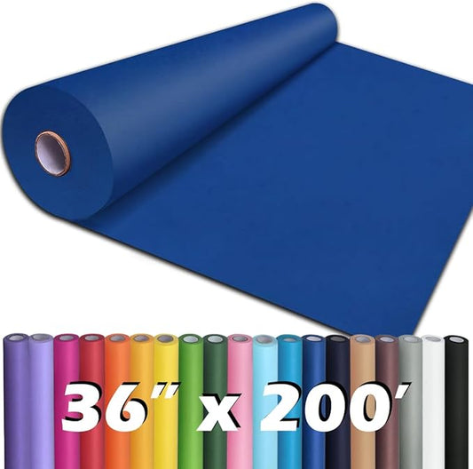 PerkHomy 36" x 2,400" (200') Blue Kraft Paper Roll for Craft Bulletin Board Paper Art Table Covering Crafting Gift Wrapping Bouquet Packing Parcel 80GSM 55LB (Blue, 36" x 200')