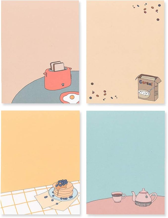 Monolike Memopad Memories design B SET - 4 Packs, 4 Different Designs, 100 Sheets Per Pad, Total 400 Sheets, Note pads, Writing pads, 3.15 x 4.17 Inches