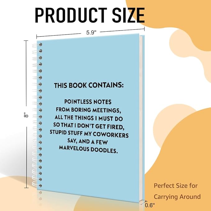 Pointless Notes from Boring Meetings Funny Blue Golden Spiral Notebook, Humorous Office Gifts, Gag Gifts for Coworkers, Funny Office Sarcastic Gifts for Coworkers,Team Members, Employees