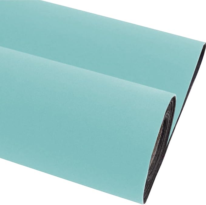 Self Adhesive Mint Green Velvet Shelf Liner Paper Felt Fabric for Art & Crafts, Jewelry Box Felt Liner Solid Color Felt Drawer Dresser Cabinets Arts Crafts Decor 17.7" x 98"