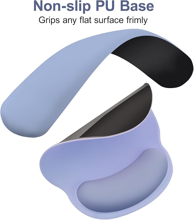 MOSISO Wrist Rest Support for Mouse Pad&Keyboard Set, Circle Curved Ergonomic Mousepad&Coaster Non-Slip Base Home/Office Pain Relief&Easy Typing Pad with Soft Cloth&Silicone Lining, Stone Blue