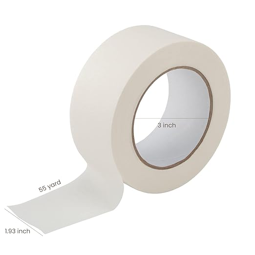 Lichamp Masking Tape 2 inch Wide, 2 Pack General Purpose Masking Tape Beige, White Tapes for Painting, Arts, Crafts, 2 inch x 55 Yards x 2 Rolls (110 Total Yards)