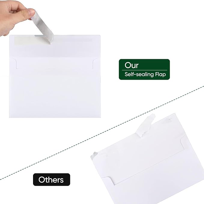 50 Packs 5x7 Envelopes, A7 Envelopes for Invitation, White Printable for Self-seal,Greeting Cards, Invitations, Photos, Weddings, Mailing