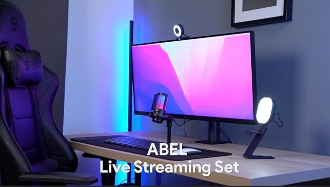 Live Streaming Kit- Perfect for Streaming Video Games on Twitch, YouTube, Podcasts and Working from Home. includes 1920x1080p Webcam, Professional USB Microphone, and One LED Multi-Color Light