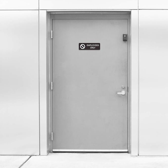 SBLABELS Employees Only Indoor Easy Adhesive Mount Door and Wall Sign for Private Rooms Restaurants and Small Businesses 3" x 9" - Dark Wood