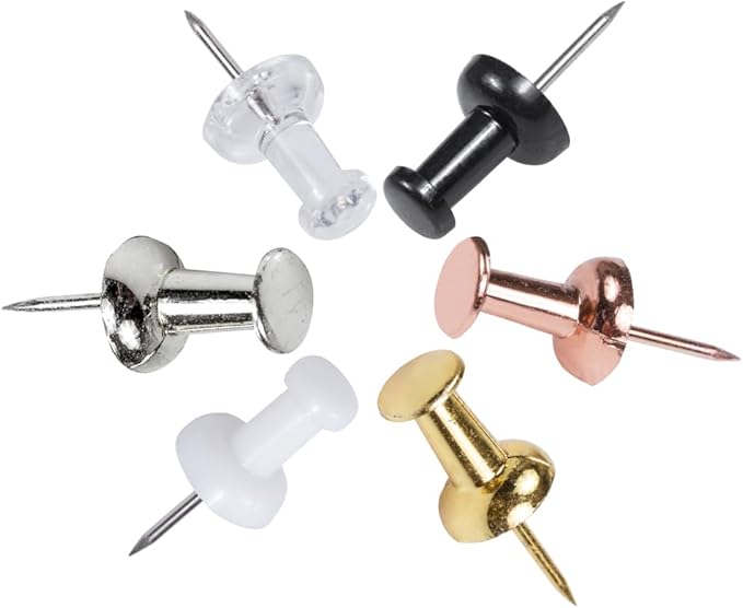 JAM PAPER Colorful Push Pins - Assorted Business Colors Thumb Tacks - 600/Pack