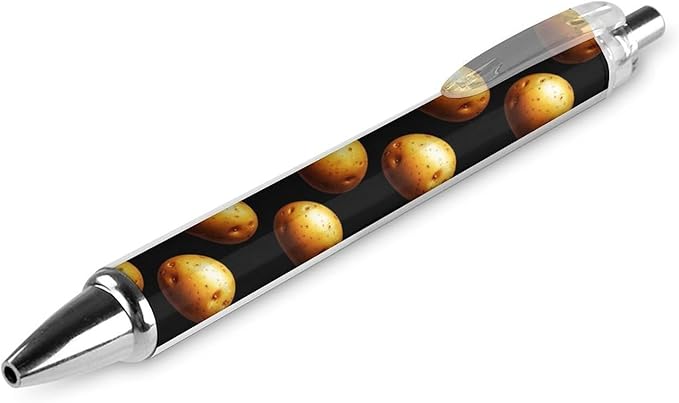 2 Pieces Writing Pens, Cute Retractable Ballpoint Pens, 0.5mm, Black Ink, Garden Potatoes Pen Home Office Stationery for Teacher Writer