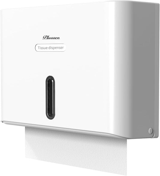 Paper Towel Dispenser Wall Mount, Adhesive No Drilling Multifold Trifold C Fold Commercial Hand Towel Dispenser,White