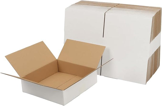 CRUGLA 7x7x2 White Shipping Boxes Set of 40, White Corrugated Cardboard Boxes for Small Business Shipping Mailing Packing