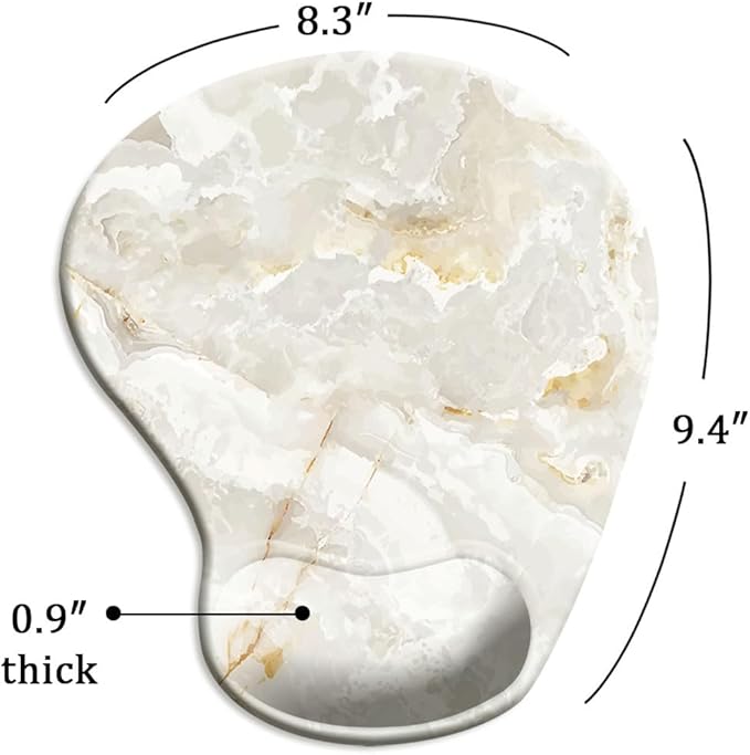 Ergonomic Mouse Pad with Wrist Support and Coaster,Mouse Pads with Non-Slip PU Base for Home Office Working Studying Easy Typing & Pain Relief Ivory Gold