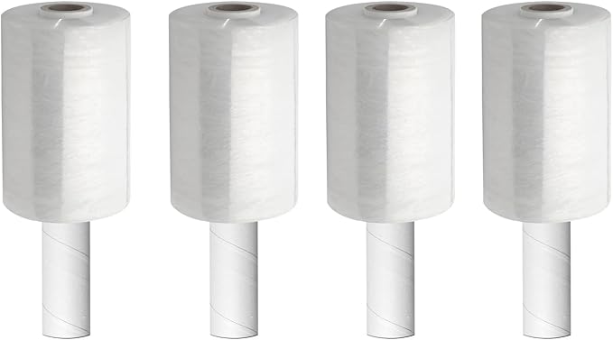 Shrink Wrap Roll for Moving | 80 Gauge 5" x 1000 FT Plastic Wraps for Packing | Clear Stretch Film for Pallets, Furniture, Boxes & Storage Protection - 4 Pack