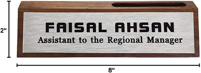 Personalized Business Desk Name Plate with Card Holder Custom Desk Nameplate Support Adding Logo 2" x 8"